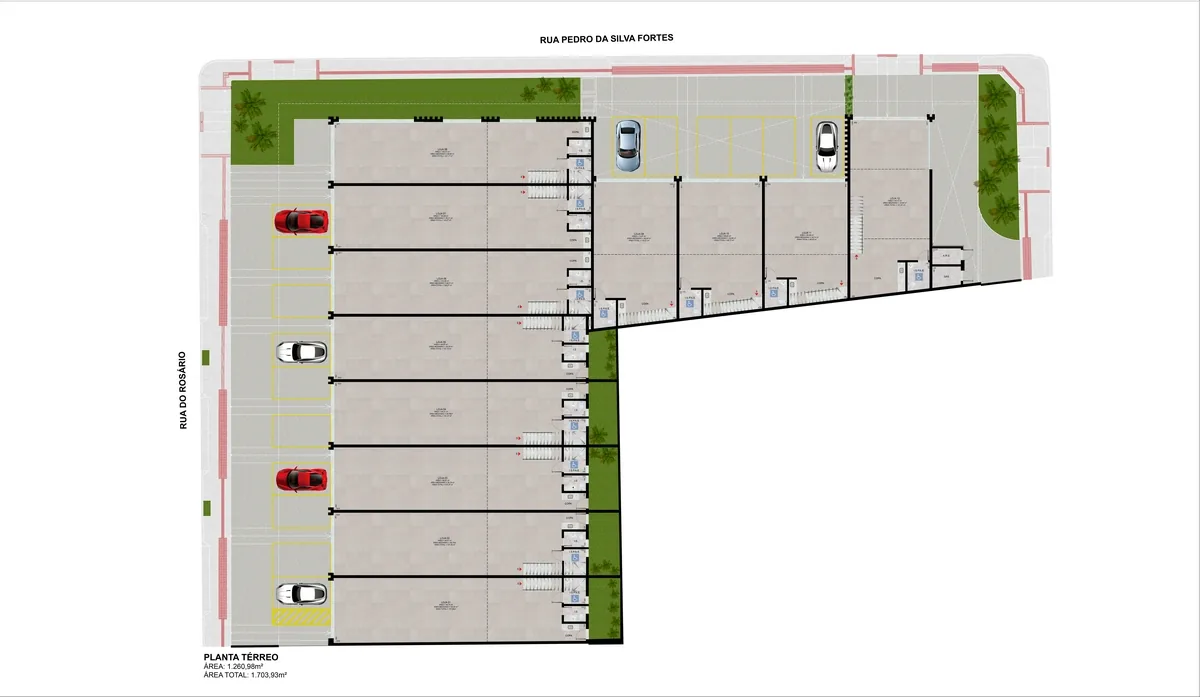 Planta térrea das 12 lojas do Golden Mall Rosário